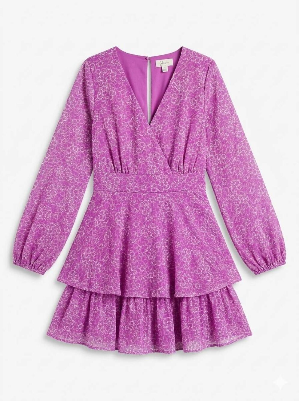 ☔️🔹️Japna Pink Vneck Layered Ruffle Long Sleeve Dress Medium